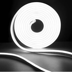 SUCIKORIO Neon LED Strip 10m, LED Strip Koud Wit Licht 6000K Waterdichte LED Kerstverlichting Buiten 220V 120 LED/m Flexibele DIY Lichtstrip Buitenruimte Met Voeding Voor Thuis, Feest, Keuken