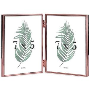 Inov8 Framing Aanslagbestendige verzilverde fotolijst - roségouden dunne rand dubbel frame ontwerp voor twee foto's 18 x 12 cm
