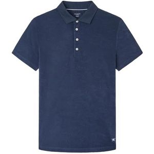 Hackett London Heren Grid Tailored Polo, Blauw (Navy), XXL, Blauw (zwart), XXL