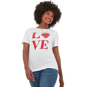 Joe Browns Women's Love Slogan Aardbei Grafisch T-shirt met ronde hals, wit, 12, Wit, 38