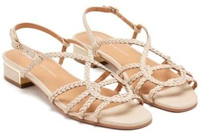 GIOSEPPO - POWNAL - Damessandalen - Gebroken Wit - Natuurlijk Leer - Hak 3 cm