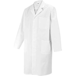 BP 1619-130-21-52l mantel voor mannen, lange mouwen, kraag met toeslag, 205,00 g/m2, zuiver katoen, wit, 52 l