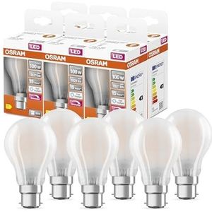 OSRAM LED Superstar Classic A100 dæmpbar LED-lampe til B22D-base, pæreform, GL FR, 1521 lumen, dagslys hvid (6500k), udskiftning til konventionelle 100W pærer, 6-pakker