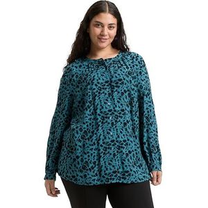TOM TAILOR Plussize damesblouse, 39040 - Blue Black Small Leo Print, 48 Grote maten