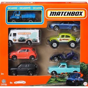 Matchbox Metalen speelgoedauto's of trucks, schaal 1:64, set van 8 voertuigen met thema, waaronder 1 exclusief exemplaar (stijlen kunnen variëren), HVR81