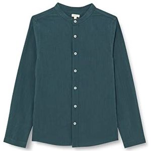 Gocco Hemd met mao-kraag van linnen voor kinderen, Donker Groen, 8 Jaren
