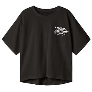 NAME IT Nkflione Nreg Ss Top voor meisjes, zwart, 116