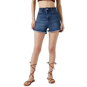 Koton Dames High Rise Denim Short, Dark Indigo (Drk), 38