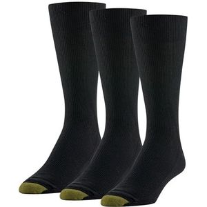 Gold Toe Heren Katoen Moisture Control Metropolitan Dress Sokken (3 Paar Pack), Zwart, 44-47 EU