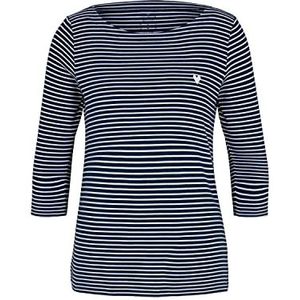 TOM TAILOR Dames Longsleeve met strepen 1024035, 26033 - Navy White Small Stripe, XL
