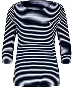 TOM TAILOR Dames Longsleeve met strepen 1024035, 26033 - Navy White Small Stripe, XL