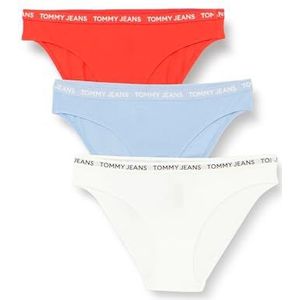 Tommy Jeans Dames 3P klassieke bikini warme warmte/wit/mod Blu S, Hete hitte/Wit/Mod Blu, S