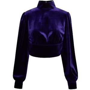 threezy Damesblouse van stretchfluweel, lila, S