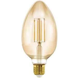 EGLO Filament LED lamp E27 dimbaar, grote amber vintage kaars gloeilamp Mid Size, retro lichtbron 4,5 Watt (40w equivalent), 470 Lumen, warm wit, 2200 Kelvin, B80, Ø 8 cm