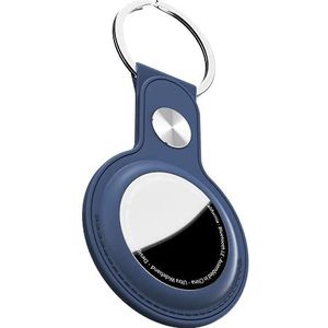 KeyBudz AirTag sleutelhanger van leer, Apple AirTags hanger, beschermhoes met sleutelring, sleutelring, blauw