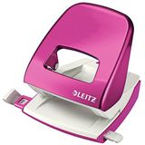 Leitz Perforator, 30 Vellen, Met Formaataanduidingen Op De Hulpbalk, Metaal, WOW, 50081023 - Metallic Roze