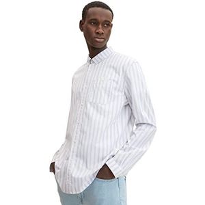 TOM TAILOR Denim Uomini Shirt met strepen 1032371, 30221 - White Blue Stripe, XXL