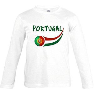 Supportershop T-shirt Portugal wit L/S kinderen voetbal