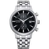 Citizen Eco-Drive herenhorloge met chronograaf en roestvrijstalen armband, zwart, Armband