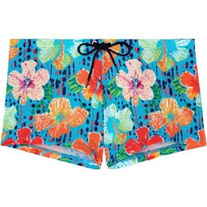 HOM Dino zwemboxer, Bloemen Print Turquoise Achtergrond, M