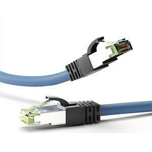 Goobay RJ45 netwerk aansluitkabel CAT 8.1 S/FTP 5m blauw halogeenvrij, met vergrendeling, verguld