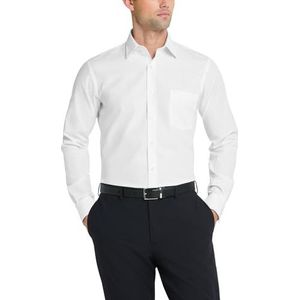 Van Heusen Men's Poplin Fitted Solid Point Collar Dress Shirt, White, 17.5"" Neck 32""-33"" Sleeve