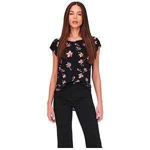 ONLY Dames Onlvic Ss AOP Noos Ptm Top, T-shirt Blouse, Blouseshirt, T-shirt voor vrouwen, Dames Shirt, Chique Damestop, Zwart//Aop: magnolia, 34