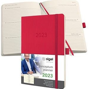 SIGEL C2334 Concept weekplanner 2023, ca. A5, rood, softcover, 2 pagina's = 1 week, 192 pagina's.