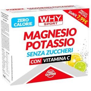 WHY SPORT Magnesium en kalium zonder suiker - voedingssupplement voor glutenvrije minerale zouten - citrusvruchten smaak - 10 zakjes (3,5 g)