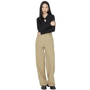 Trendyol Dames broek met wijde pijpen, Camel, 42, Kameel, 68