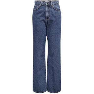 ONLY Rechte jeans voor dames, rechte pasvorm, hoge taille, blauw (medium blue denim), 28W x 32L