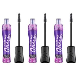 essence call me Queen Dramatic False Laseffect mascara, zwart, volumegevend, definiërend, verlengend, veganistisch, zonder microplasticdeeltjes, nanodeeltjes, zonder parfum, verpakking van 3 stuks (3