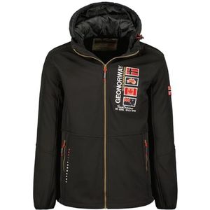 Geographical Norway Talgare Softshelljas voor heren, met capuchon, waterdicht, outdoorjas, winddicht, tactisch, duurzaam, wandelen, skiën, herfst, winter, lente (zwart, XL), Zwart, XL