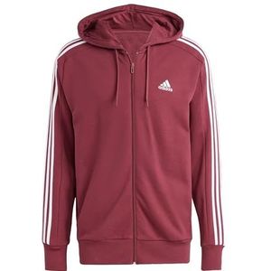 adidas Heren Essentials French Terry 3-Stripes Full-Zip Capuchonsweater, 4XL lang, 3 inch, Schaduw Rood, 4XL tall