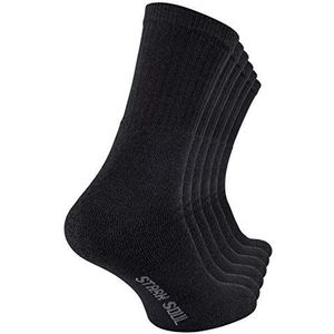 STARK SOUL Crew Socks-Essentials, tennissokken, vrijetijdssokken, (6 of 12 paar), katoen, zwart, wit, grijs gemêleerd, 6 paar - zwart, 39/42 EU