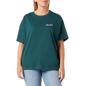 Wrangler Girlfriend T-shirt voor dames, Dark Matcha, XS