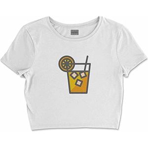 Bona Basics, Digitale print, basic T-shirt voor dames, 100% katoen, wit, casual, bovenstuk voor dames, maat: XL, Wit, XL (Kort)