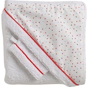 RED CASTLE Badhanddoek + handschoenen, 100 x 100 cm, rode stippen