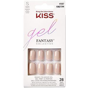 KISS Gel Fantasy Collection Lijm-On Manicure Kit, Just A Fool, Medium Lengte Vierkante Nep Nagels Inclusief 28 Valse Nagels, Nagellijm, Nagelvijl en Manicure Stick