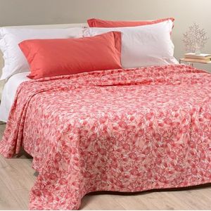 Caleffi Bedsprei voor Frans bed, niet gewatteerd, Flowers Joy, 50% katoen, 50% polyester, 220 x 260 cm, fuchsia, 1006806