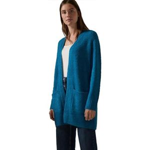 CECIL - Lange Bouclé Cardigan - Dynamic Aqua Melange - Open Gebreide Jas