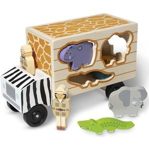 Melissa & Doug Reddingswagen met safaridieren | Houten Speelgoed | Trucks en voertuigen | Montessori Speelgoed | Houten Puzzel | Educatief spel | 2+ | Cadeau voor jongens en meisjes