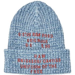 G-STAR RAW Heren tekst Print Beanie Hat, Multicolor (Retro Blue/dk Ice Htr B146-D499), One Size