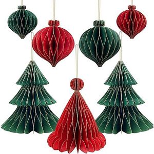 Premium herbruikbare kerstversiering - kersttafeldecoratieset - papieren kerstversiering binnen, kerstversiering voor kersttafeldecoraties/hangende kerstdecoraties - vintage plafonddecs