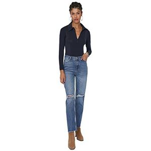Trendyol Dames hoge taille wijde pijpen bootcut & uitlopende jeans, Blauw, 64