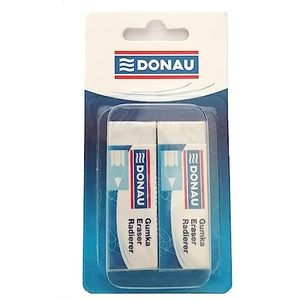 DONAU 7304001-09/2B universele gum voor potlood en kleurpotloden, 2 stuks, voor potlood en kleurpotloden, 62 x 21 x 11 mm, van rubber, kleur: wit