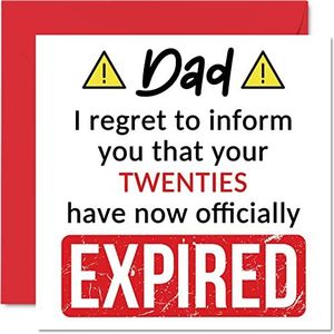 Grappige 30e verjaardagskaarten voor papa - je twintiger jaren zijn verlopen - Happy Birthday Card voor papa papa papa van zoon dochter, 145mm x 145mm Banter Joke Humor Bday wenskaarten cadeau