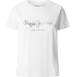 Pepe Jeans Leticia T-shirt voor dames, wit (wit), S, Wit (wit), S