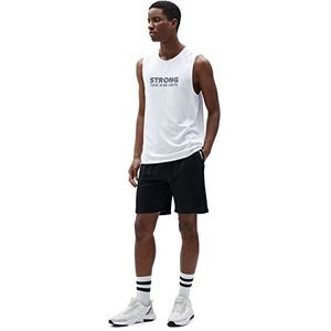 Koton Heren Sport Tank Top Slogan Bedrukt Crew Neck Mouwloos, wit (000), M