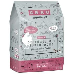 GRAU - het origineel - Droogvoer voor katten - Kitten - Gevogelte met superfoods, 1 verpakking (1 x 2 kg), glutenvrij, voor kittens